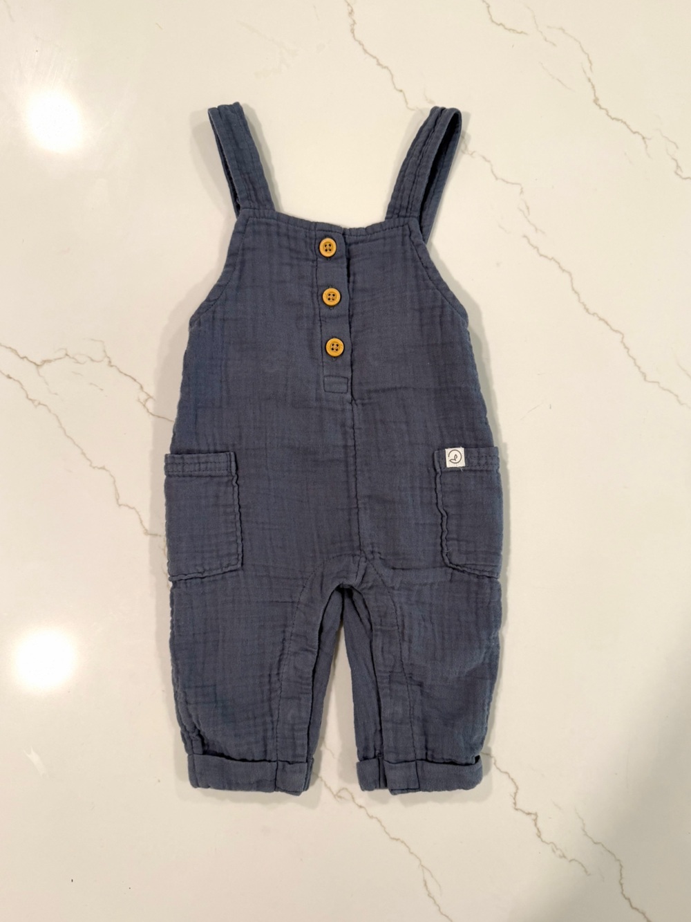 Little Planet Baby Boy Gauze Overalls Slate Blue